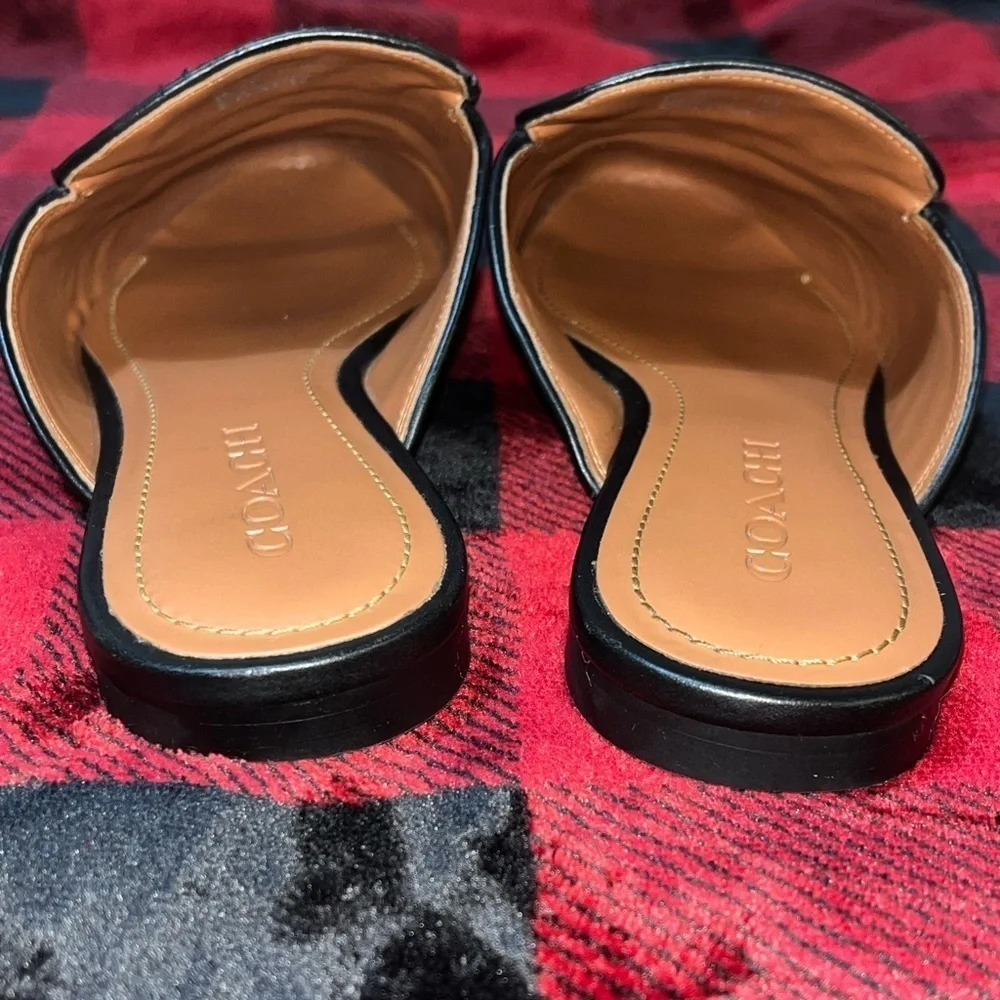 Coach Leather Shea Slide, Black and Tan, Women’s Size: 8B